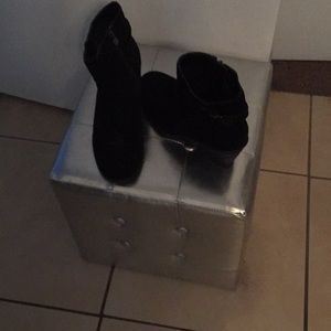 Black Suede Wedge Bootie